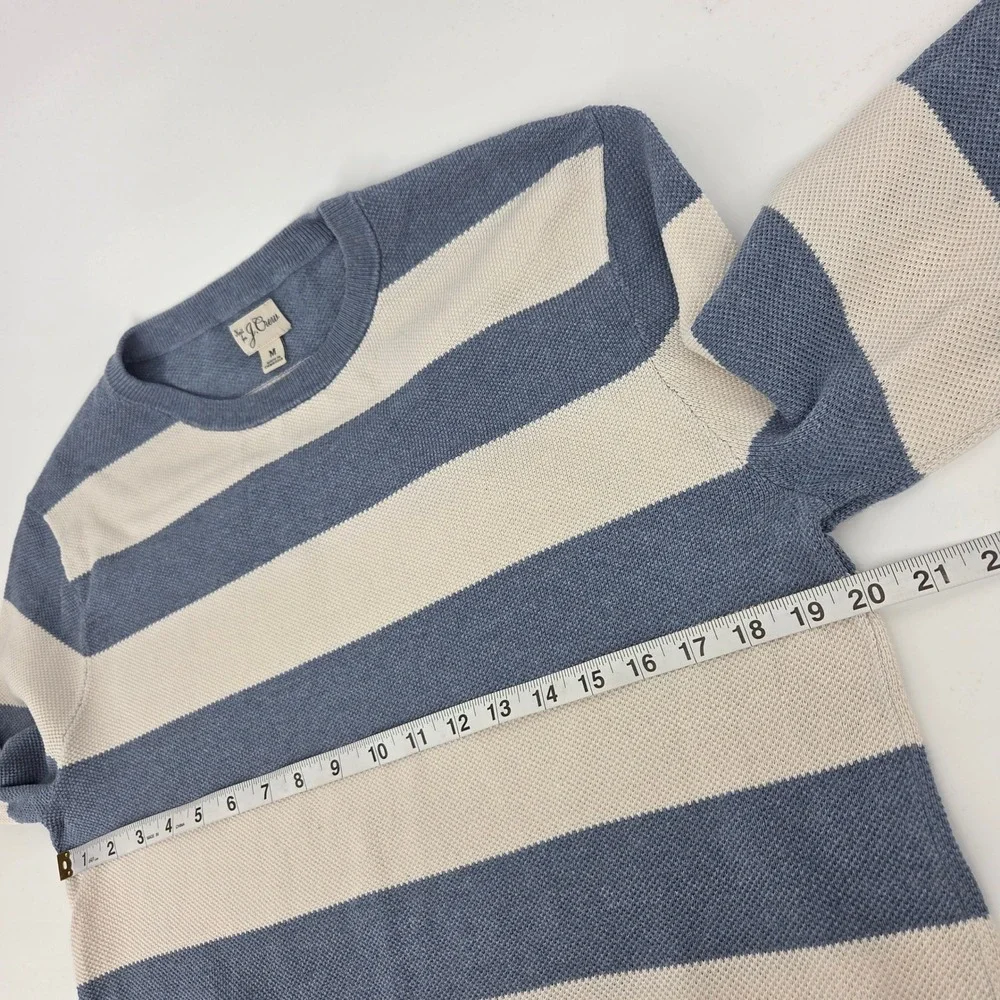 J. Crew Knit Sweater Size M Blue White Striped Nautical Preppy Coastal Classic